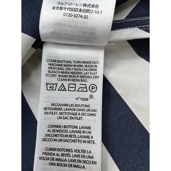 Polo Ralph Lauren Chevron-Stripe Cotton Midi Dress Womens 14 Navy Old Money Prep - Picture 13 of 16